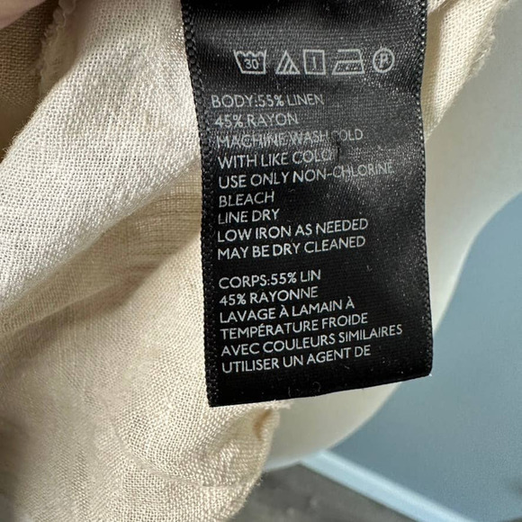 Urban Outfitters BDG Neutral Linen Blend Cropped Tie Front Button Down S - Picture 8 of 8